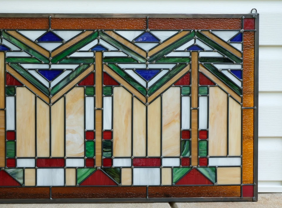 Panel Vitral Artesanal Panel Estilo Misión, 34"W x 20"H Foto 4 de 4