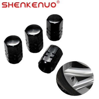 4pc ALUMINUM TIRE/RIM VALVE/WHEEL AIR PORT DUST COVER STEMS CAP/CAPS GLOSS BLACK