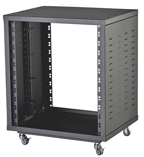 19 pouces rack 8U, 12U, 16U armoire serveur universelle ouverte avec roues, noir - Photo 2/9