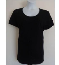 New Just My Size 2X S/S  Scoop Neck Cotton Jersey Women's Tee Shirt Black