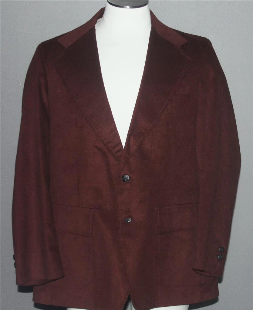 VTG Harris Casuals Rich/Brick Maroon 4-Pkt Lined Corduroy Blazer Men's 42 UNWORN