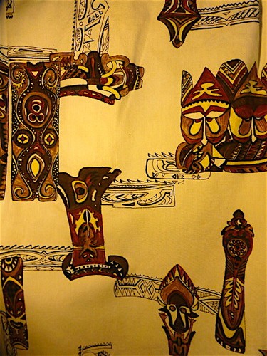 1960'S HAWAIIAN SURF COTTON HAWAIIAN SHIRT ABSTRACT POLYNESIAN MOTIFS MEDIUM!! - Picture 8 of 11