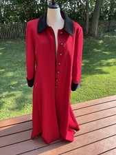 Woman's Vintage 80% Wool 20% Nylon Coat Size Red Long Lined Collared Pockets