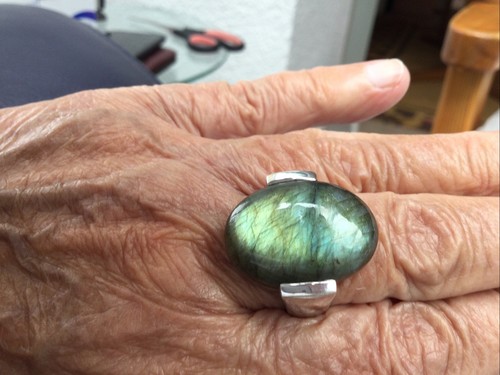 Ring Größe 19 Sterlingsilber 925 mit Labradorit
