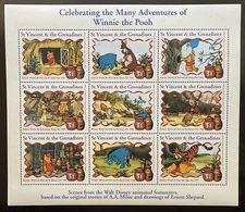ST VINCENT ADVENTURES OF WINNIE THE POOH DISNEY STAMPS SHEET 1998 MNH TIGGER 1