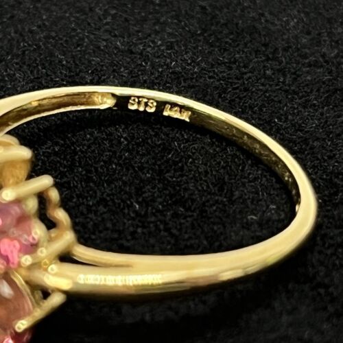 Vintage rosa Turmalin Schmetterling Ring 14k Gold Damengröße 9 - Bild 7 von 9