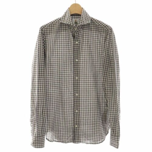 Guy Rover Per Ships Shirt Check Horizontal Collar Long Sleeve Made In Italy Xs G - Picture 1 of 9