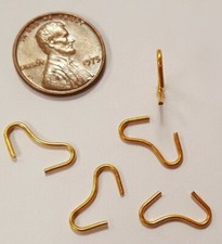 24 VINTAGE OPEN LINK DUAL HOOK OVAL BRASS 15mm. CONNECTOR FINDINGS N267