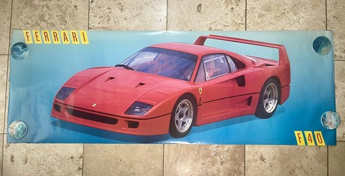 Huge 6ft 1988 Ferrari F-40 Vintage Large Wall Poster 26 X 73.5” USA