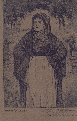 IRELAND Irish Colleen Oh my Nora Creina Postcard made from Bog Moss Used 1906