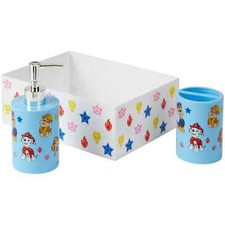 PAW PATROL 3 Pc Bathroom Accessory Set, Toothbrush Holder Soap Pump Storage Bin