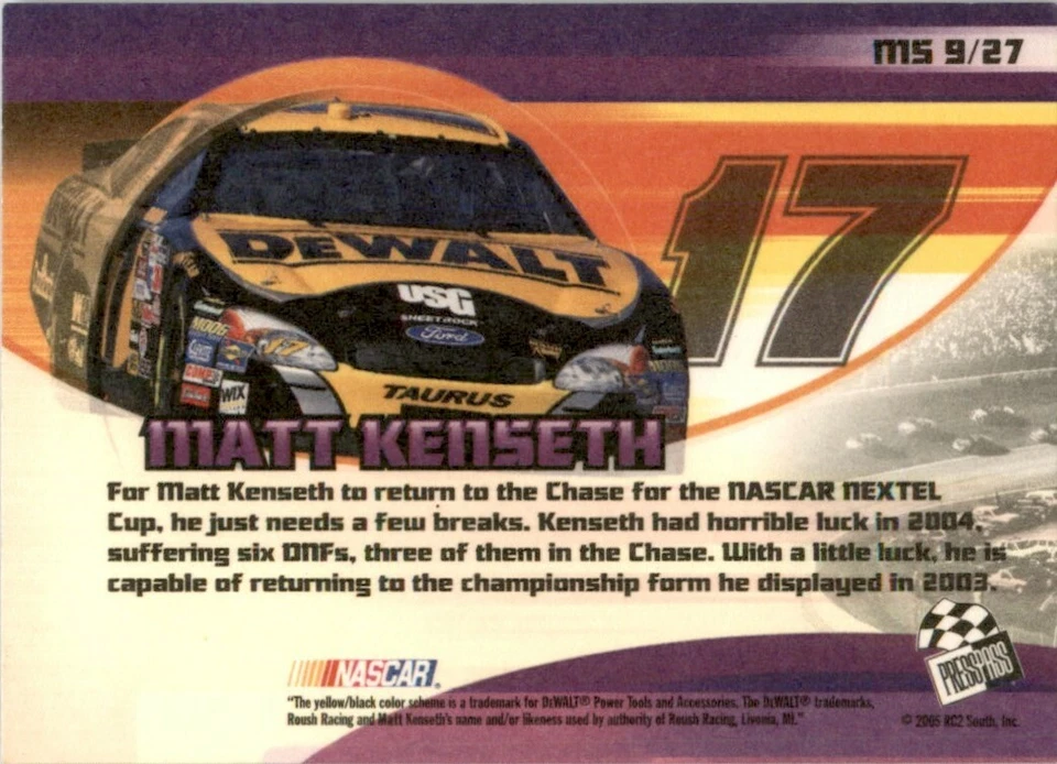 2005 Press Pass Making the Show Matt Kenseth DeWalt Racing #MS9 NASCAR - Image 2 of 2