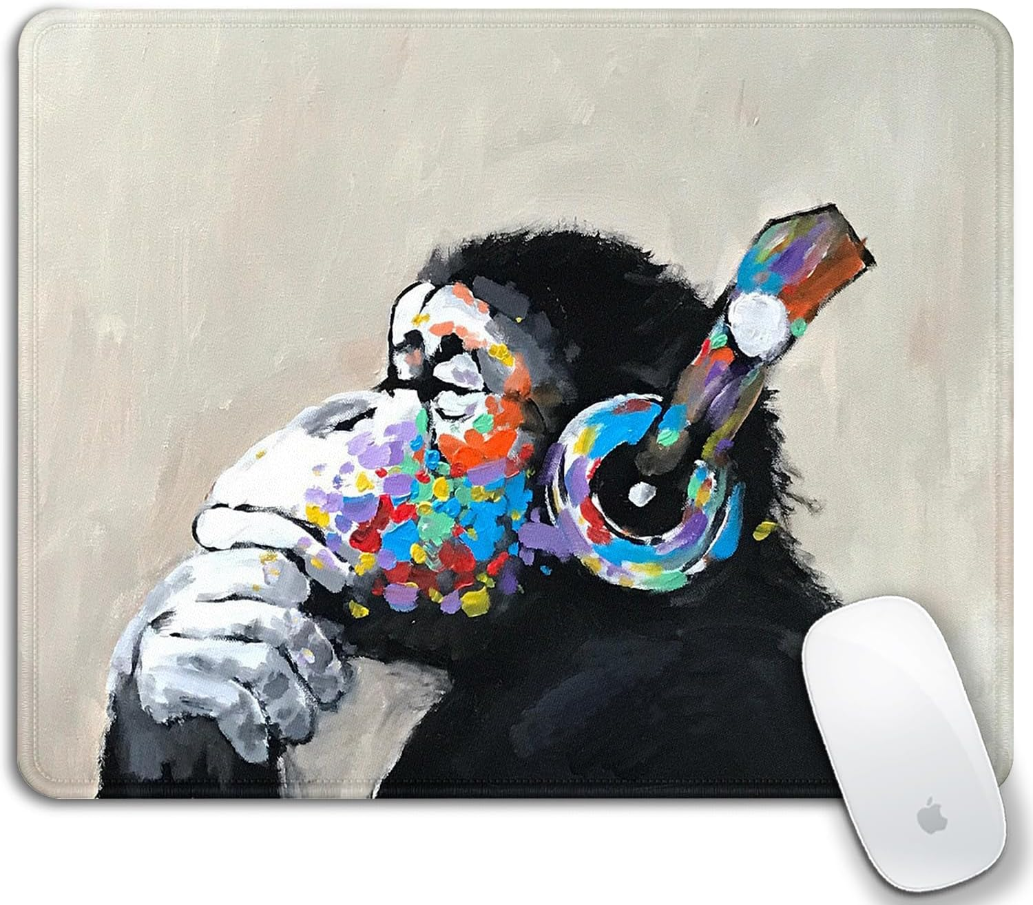 Large Gaming Mouse Pad with Gorilla Oil Painting Graffiti Design for Fun-image