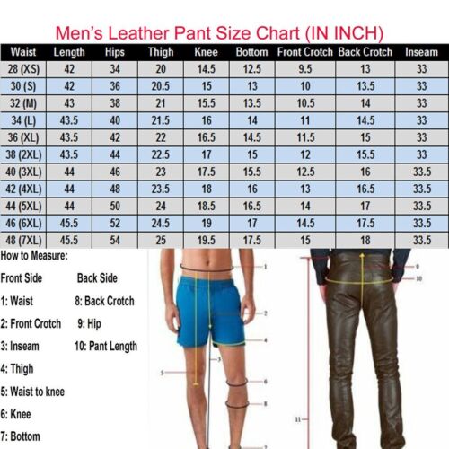 Mens Genuine Leather Riding Pants Punk Kink Jeans Custom Size BLUF Lederhosen - Picture 3 of 3