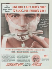 1948 Schick Eversharp Injector Razor Shaving Cream Fathers Day Vtg Print Ad C4