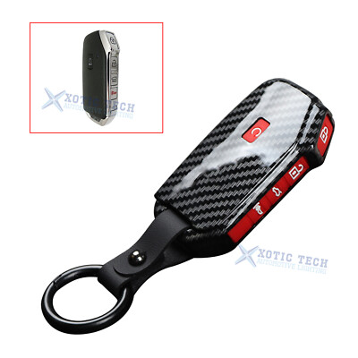 5-Button Carbon Fiber Style Full Seal Smart Key Cover Shell For KIA Ceed 2018-up