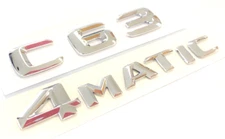 #1 CHROME C63 + 4MATIC REPLACEMENT FOR MERCEDES REAR TRUNK EMBLEM BADGE DECAL