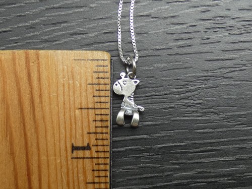 Collana catena scatola ciondolo giraffa animale argento sterling 30 pollici - Foto 10 di 13