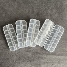 12 Grid Clear Plastic Box Lot Of 5 Storage Boxes Organizer Holder Case Pill Box
