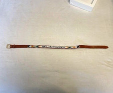 Vintage Beaded Cowhide Leather Belt " NEW TERRITORIES " Made in Hong Kong