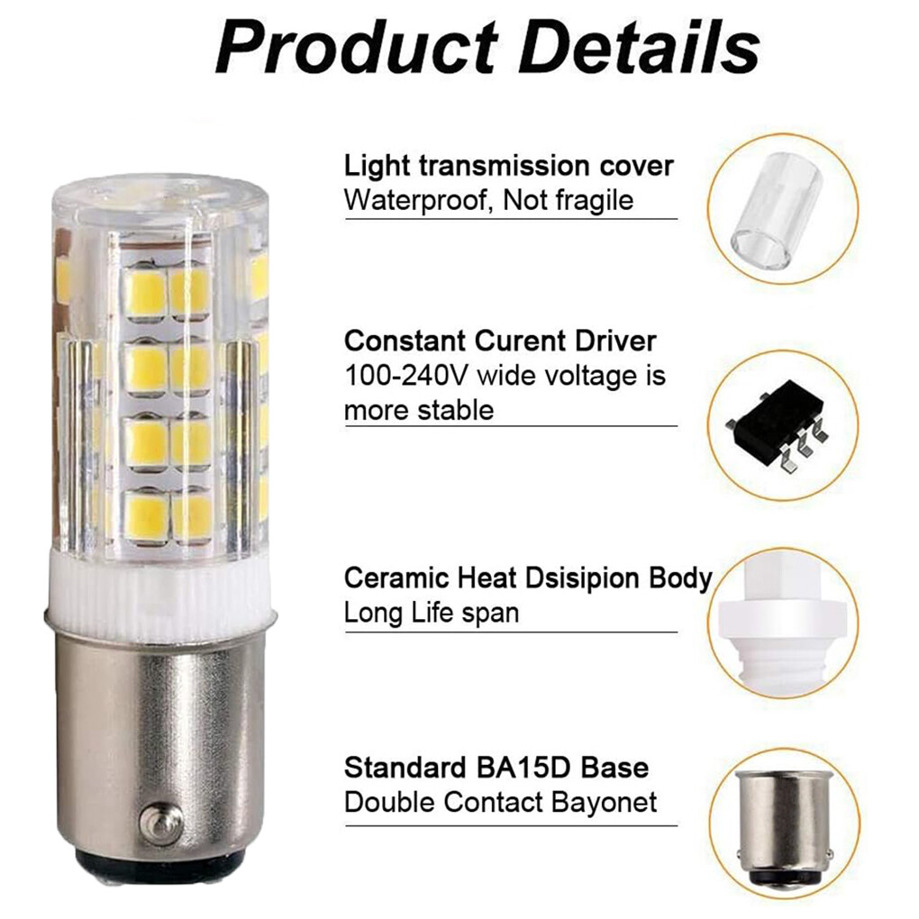White Push In LED Light Bulb For Singer Featherweight 221 222 201 301 ...