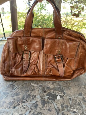 Vintage Fossil Brown Leather Travel Bag Carry On