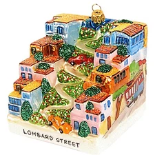 Lombard Street Polish Glass Christmas Tree Ornament Travel USA San Francisco
