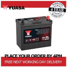 12V Car Battery, Type 053/048, Yuasa YBX3053, 45Ah 400CCA Sealed Calcium