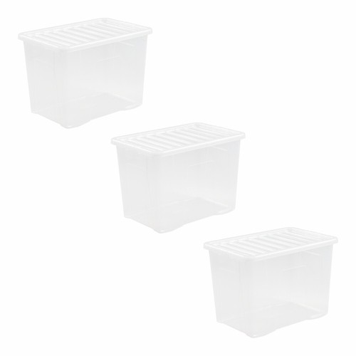 80 Litres Clear Plastic Storage Box with Lid Multiuse Containers Set of 1-3-6-10 - Picture 6 of 64
