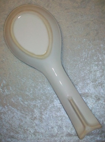 Vintage Blue Diamond Polka Dot White Folk Art Pottery Kitchen Cooking Spoon Rest - Picture 9 of 12