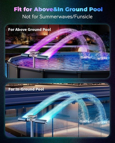 Solar Pool Fountain with 8-Color 6-Mode RGBIC LED Lights, Above/Inground Solar - Picture 4 of 8