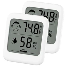 Pack of Digital Thermometer and Hygrometer with Comfort Face Display, 2
