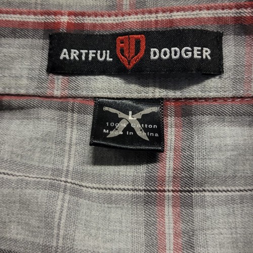 Artful Dodger Button Up Shirt Mens Large Gray Plaid Long Sleeve Cotton Casual - Picture 2 of 5