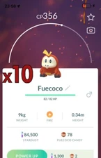 10x Fuecoco Pokemon Bundle !! Good Chance of Lucky and Good IVs !! Go