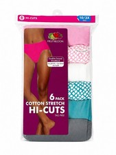 Fruit of the Loom Hi-Cut Panties 6 Pack Women's Size 10 3XL Pink Blue Assorted