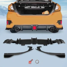 Rear Bumper Diffuser for 2016-2021 Honda Civic Rear Lip Diffuser Body Kit w/LED