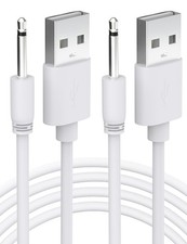 2 PCS USB DC Charger Cable 2.5mm Replacement Charging Cord 2.6Ft White