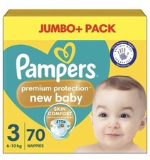 Pampers New Baby Size3 Nappy 6-10Kg Premium Protection Soft Jumbo+Pack 70Nappies 0.24 per nappy