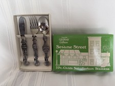 Sesame Street Muppets Vintage 3 Pc Child's Set Gorham Stainless Flatware