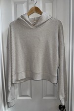 ALO Yoga Muse Hoodie Ribbed Knit Sz L Long Sleeve Athletic Comfy Oversized Grey