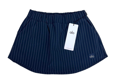 Alo Yoga Pinstripe Daylight Mini Skirt in Navy/Ivory, NWT, Small