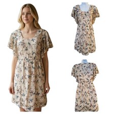 Charlotte Russe Womens Dress Size XS Beige Floral Lace Overlay High Waist