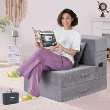 Folding Sofa Bed 4 in 1 Convertible Sleeper Chair with Pillow Single Memory Foam