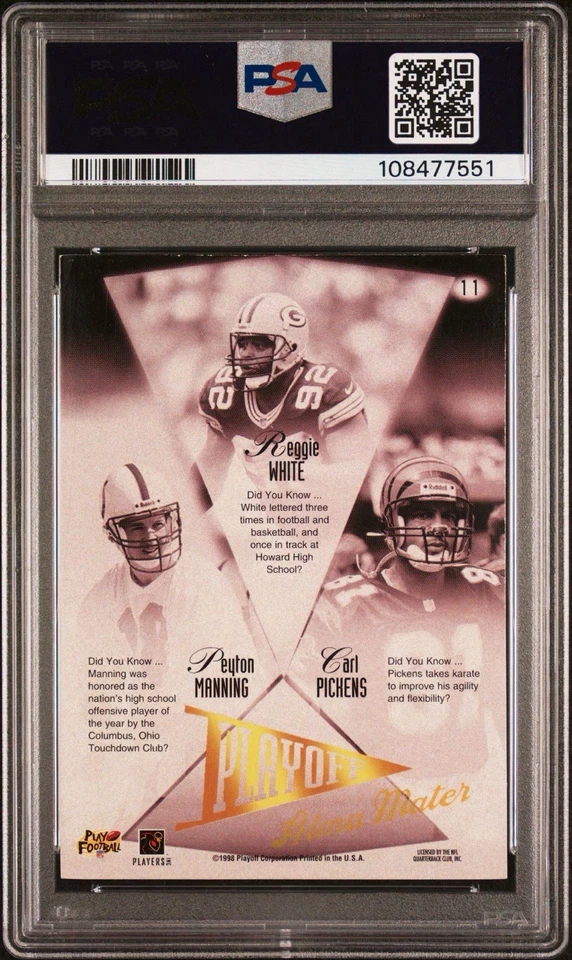 Playoff Prestige 1998 - Alma Maters Manning, blanco, Pickens #11 azul (RC) Foto 2 de 3