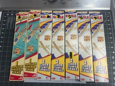 7-pack (12 gliders) Guillows Eagle stunt planes Balsa Sky Prop Powered Gliders