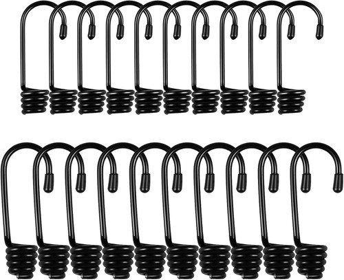 20 PCS Bungee Cord Hooks, 1/4 3/8 Inch Plastic-Coated Bungee Shock Cord Hook, Bu