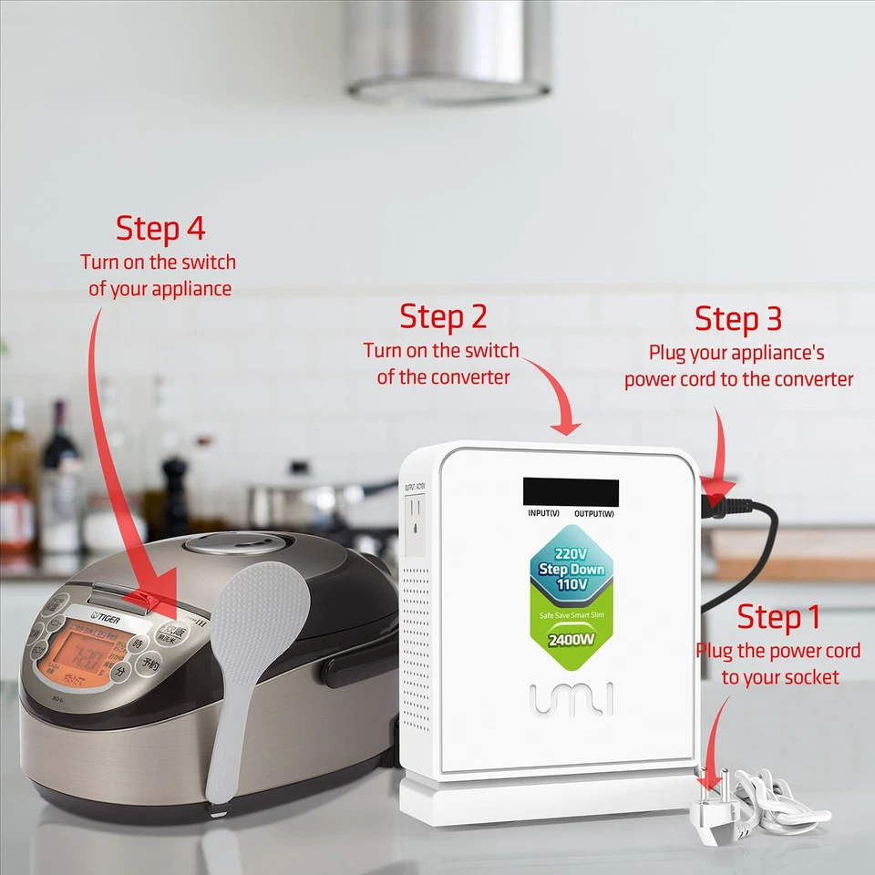 UMI 2400W Step Down Voltage 220v to 110v Converter Heavy Duty Power Converter... - Image 4 of 4