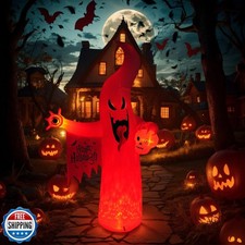 Halloween Inflatable Ghost Decoration, LED Color Changing Lights, Outdoor Yar
