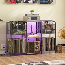 3IngSeagulls Record Player Stand with Power Outlets and LED Outlet