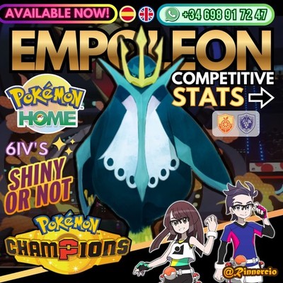 Empoleon 6IVs Shiny Competitive VGC for Pokemon Champions and Home
